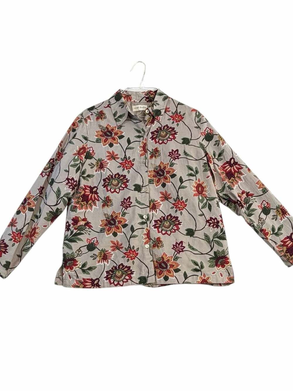 Vintage Marsh Landing Floral Beaded Button Down Blouse Shirt Jacket